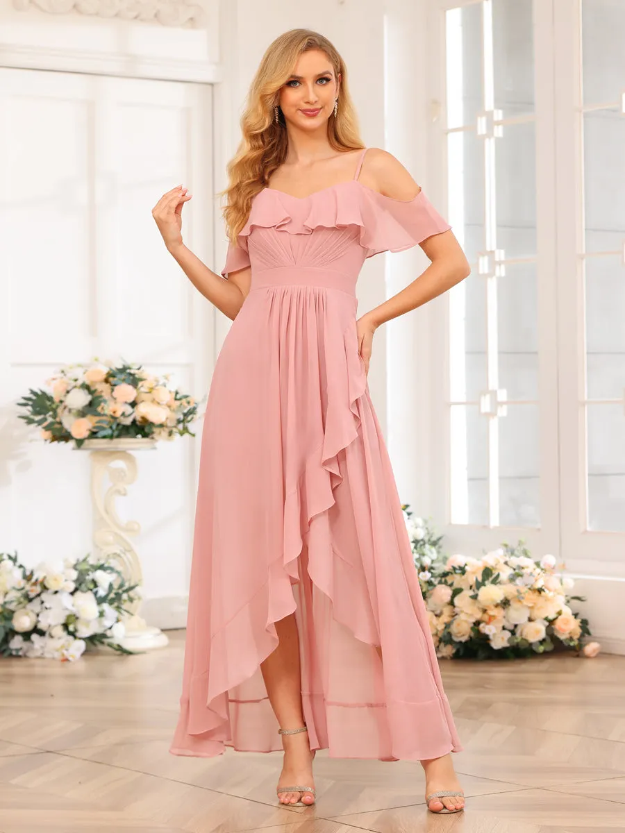 A-Line/Princess Spaghetti Straps Long Wedding Party Dresses with Ruffles sold by Lavetir product image thumbnail 3