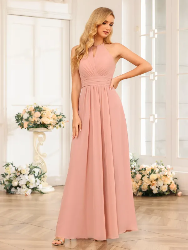 A-Line/Princess Halter Long Wedding Party Dresses with Split Side sold by Lavetir