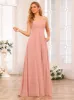 A-Line/Princess Spaghetti Straps Long Wedding Party Dresses with Split Side & Pockets sold by Lavetir