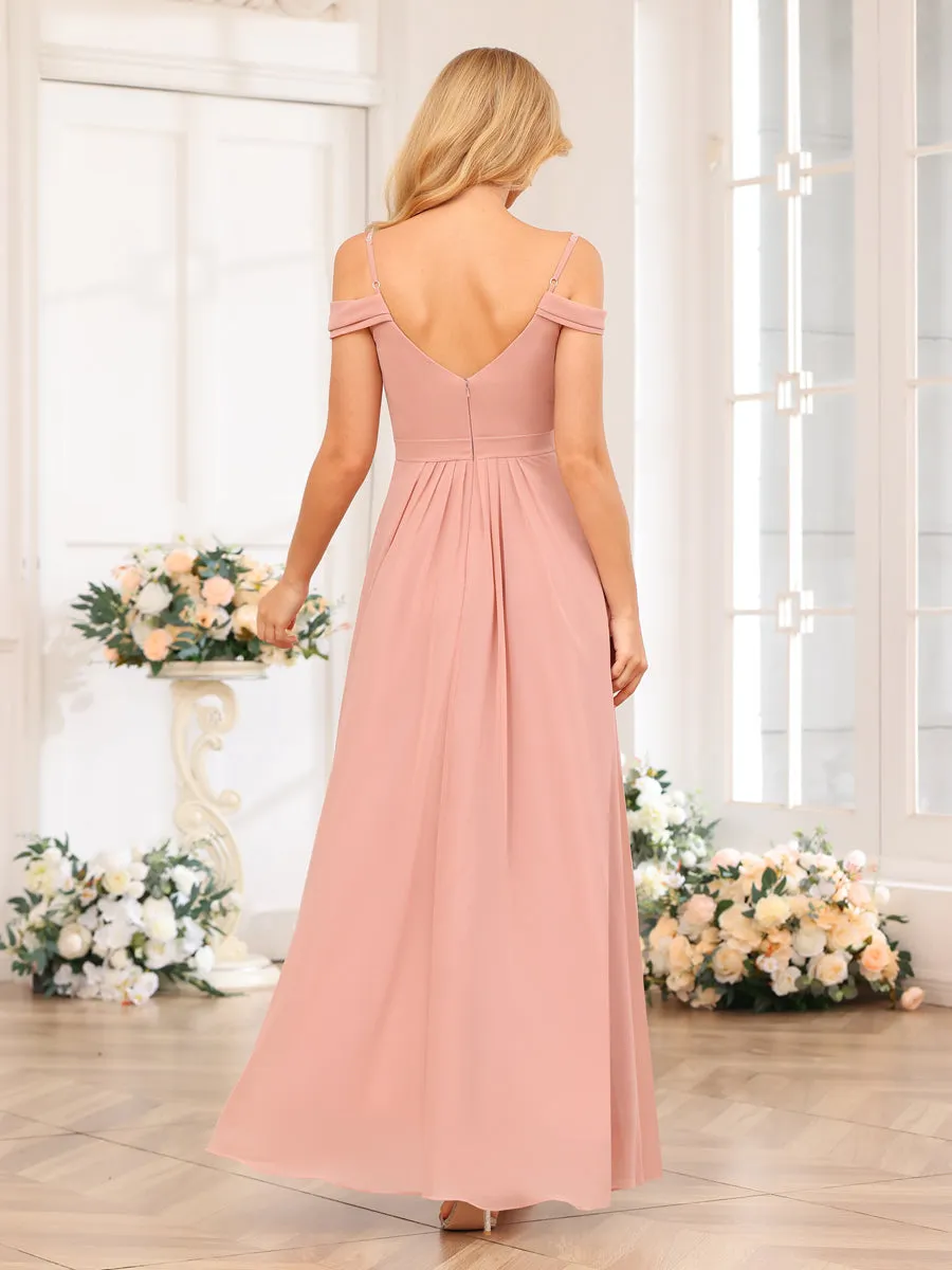 A-Line/Princess Spaghetti Straps Long Wedding Party Dresses with Split Side sold by Lavetir product image thumbnail 2