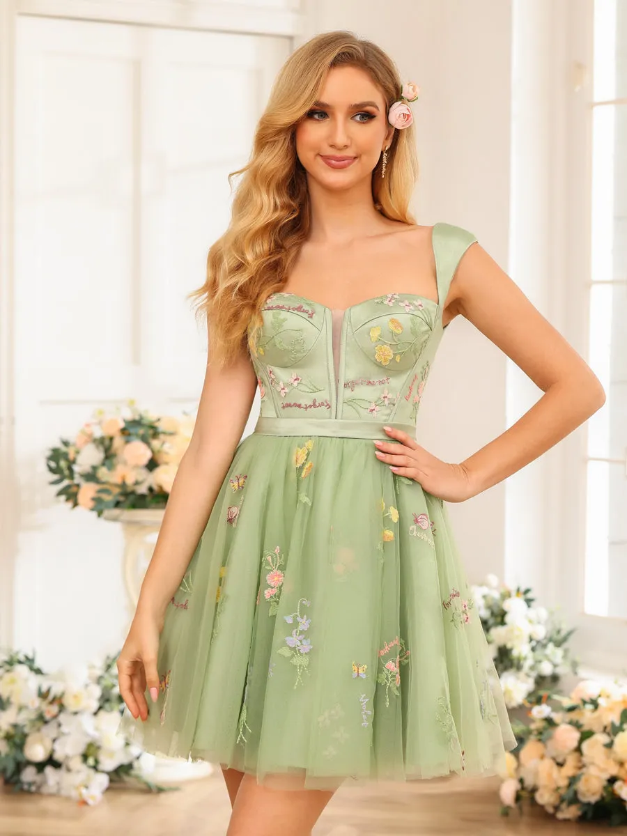 A-Line/Princess Sleeveless Short Party Dresses with Embroidery sold by Lavetir product image thumbnail 4