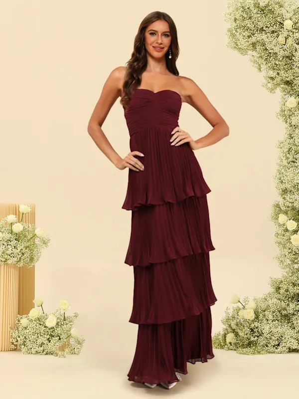 A-Line/Princess Strapless Floor-Length Bridesmaid Dresses With Ruffles sold by Lavetir