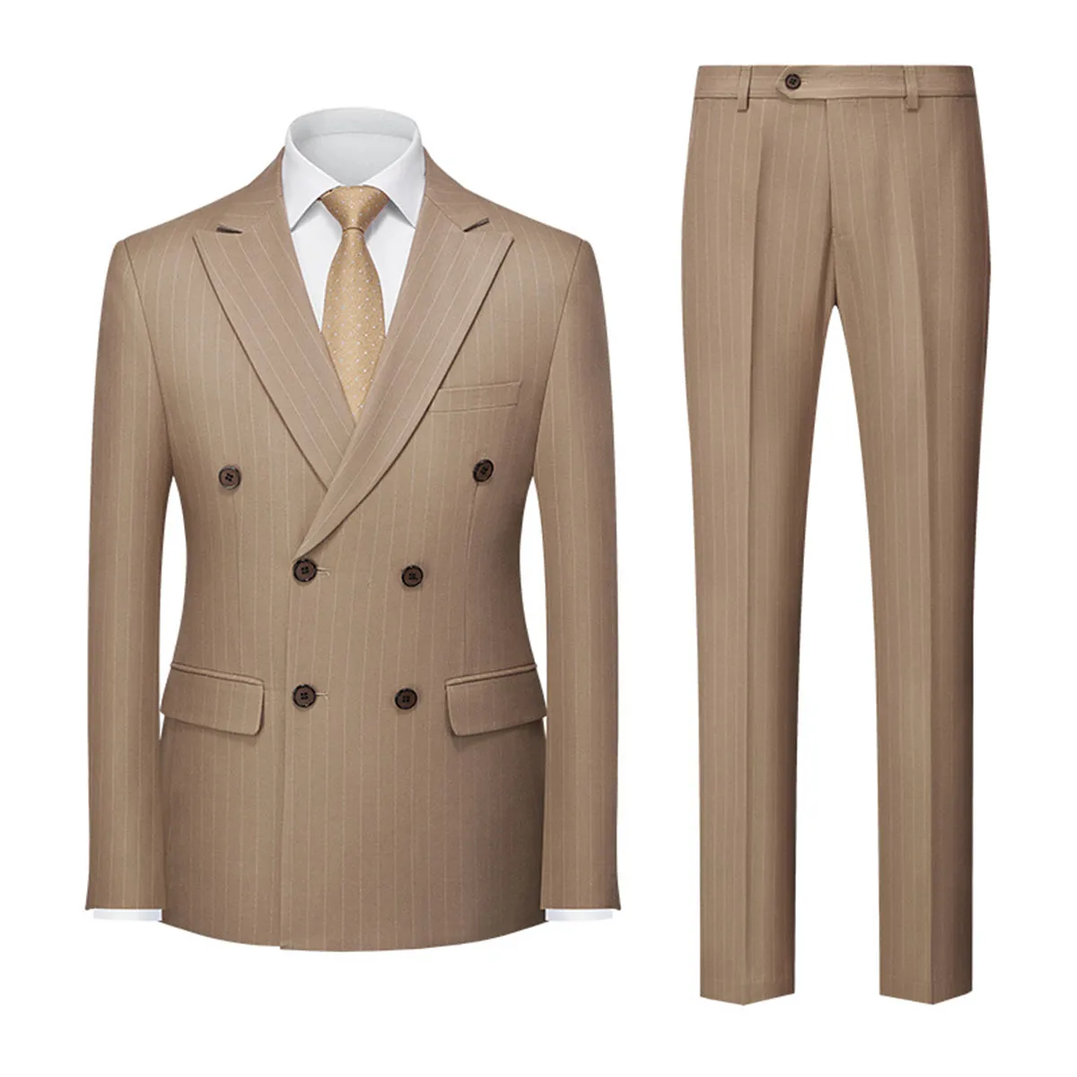 Tailored Fit Double Breasted Six-buttons 2 Pieces Striped Men's Wedding Suits sold by Lavetir product image thumbnail 5
