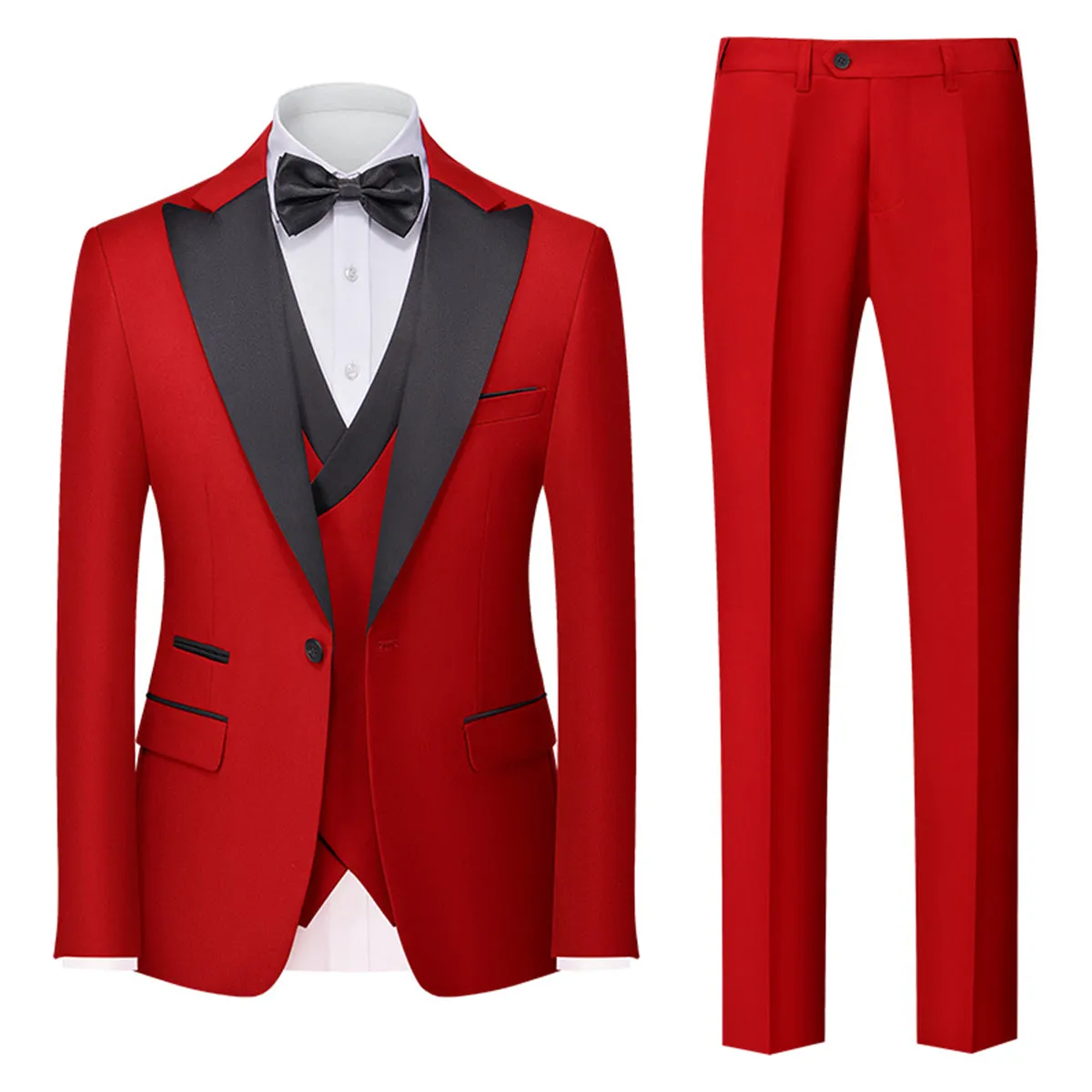 Tailored Fit Single Breasted One-button 3 Pieces Solid Colored Men's Wedding Suits sold by Lavetir product image thumbnail 5