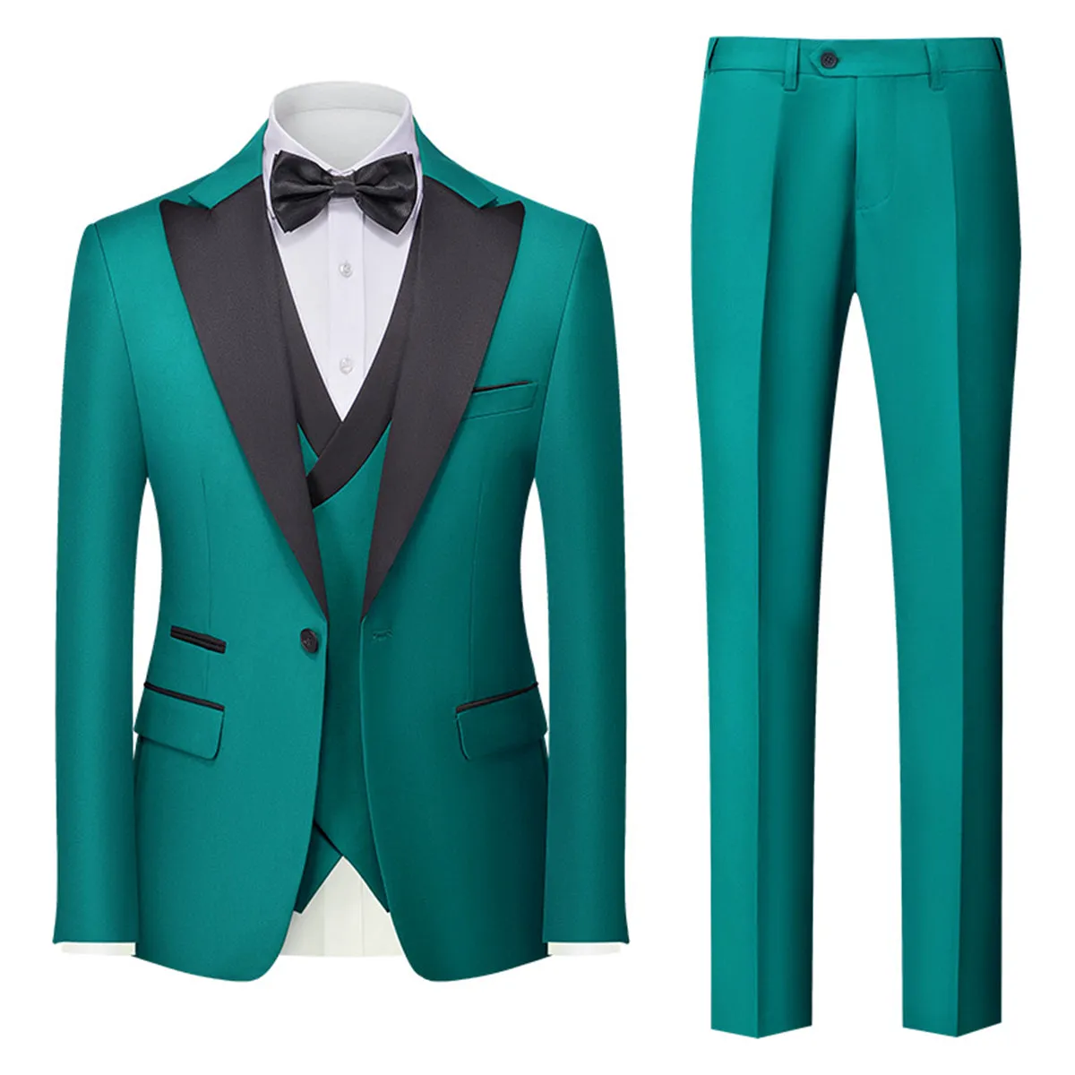 Tailored Fit Single Breasted One-button 3 Pieces Solid Colored Men's Wedding Suits sold by Lavetir product image thumbnail 3