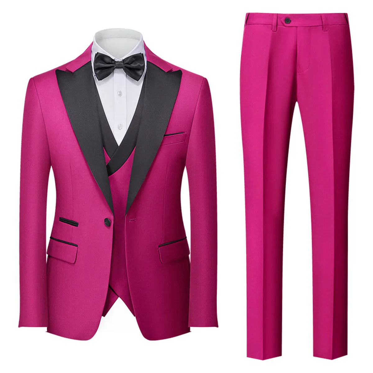 Tailored Fit Single Breasted One-button 3 Pieces Solid Colored Men's Wedding Suits sold by Lavetir product image thumbnail 4