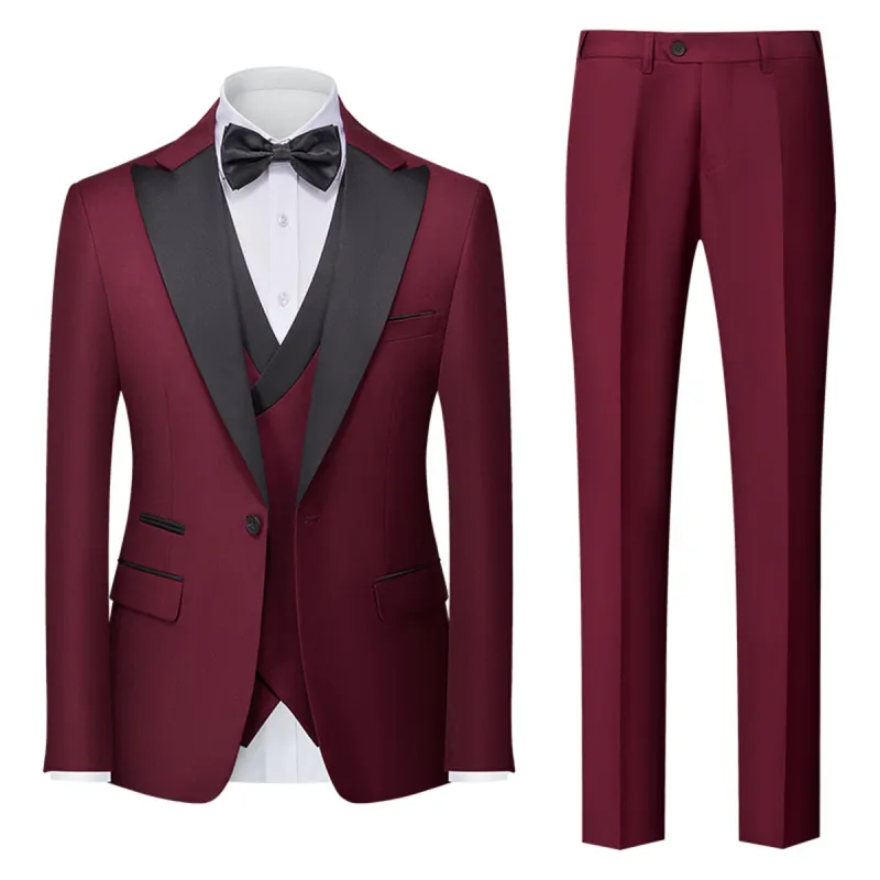 Tailored Fit Single Breasted One-button 3 Pieces Solid Colored Men's Wedding Suits sold by Lavetir
