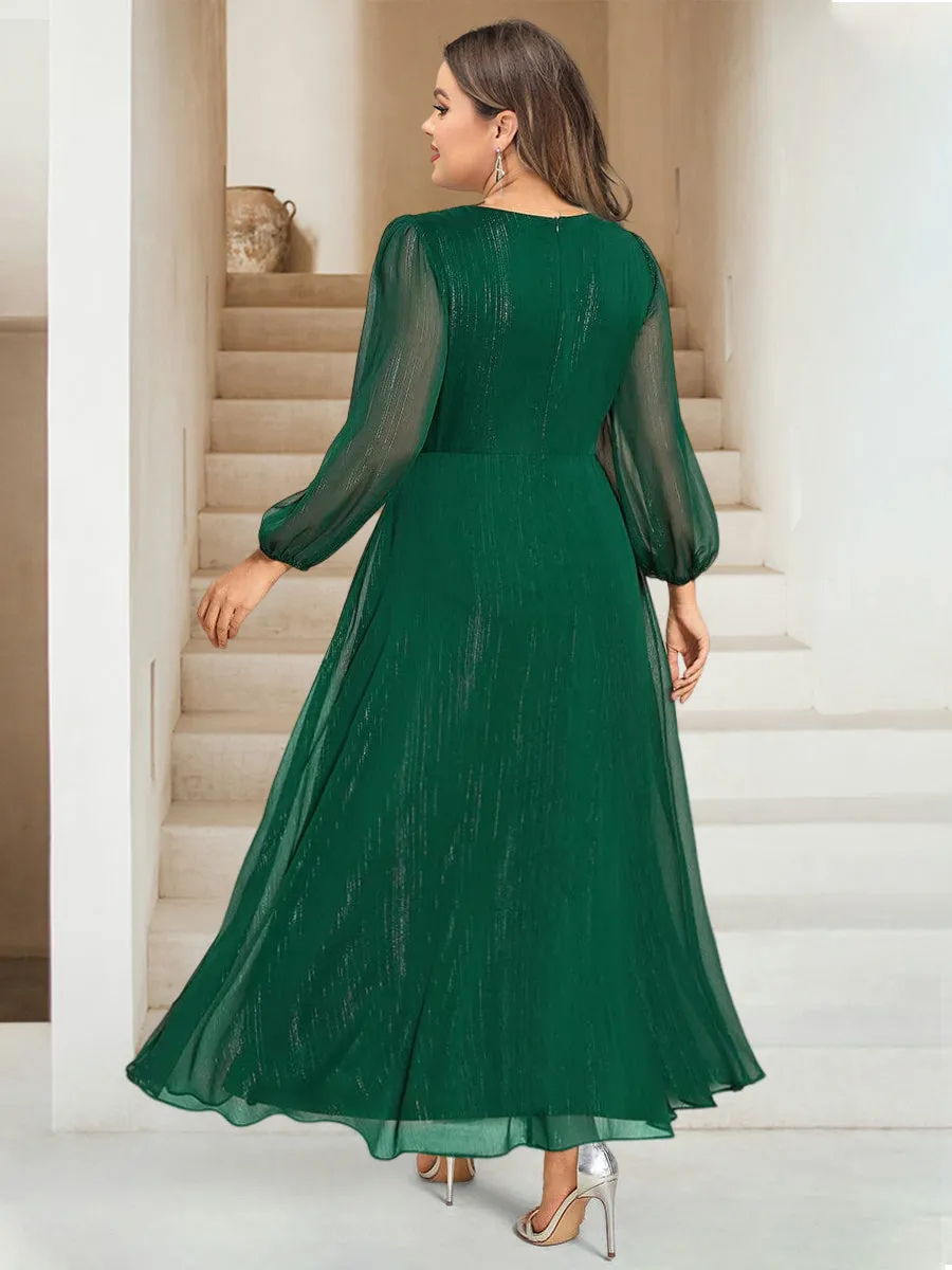 A-Line/Princess V-Neck Ankle-Length Long Sleeves Plus Size Bridesmaid Dresses sold by Lavetir product image thumbnail 2