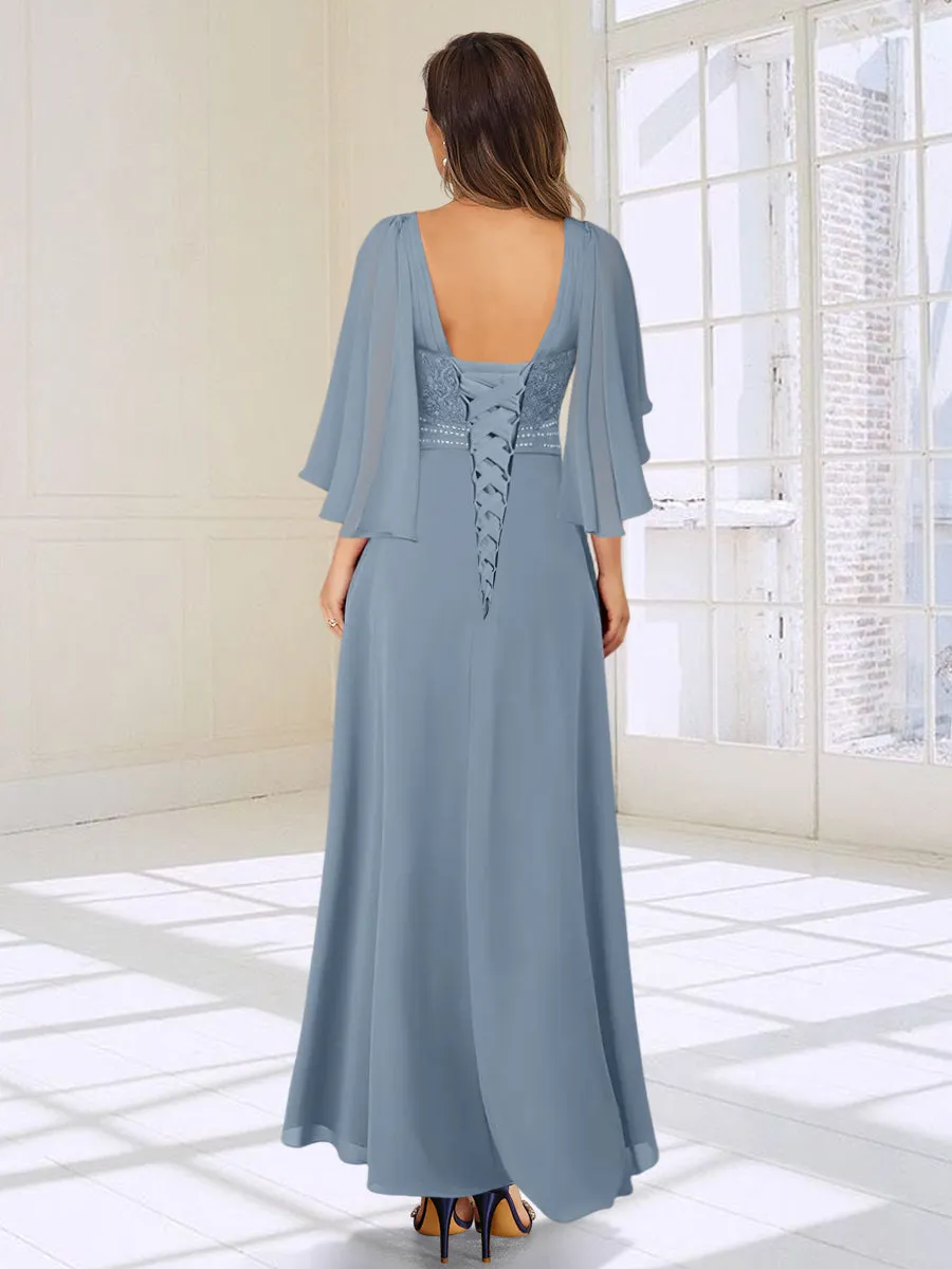 A-Line/Princess V-Neck Asymmetrical Mother of the Bride Dresses With Ruffles sold by Lavetir product image thumbnail 2