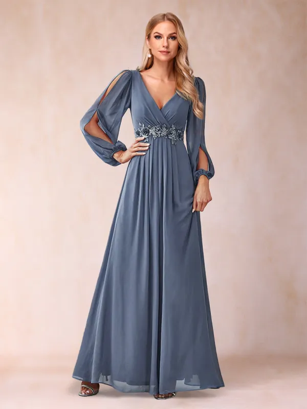 A-Line/Princess V-Neck Floor-Length Mother of the Bride Dresses With Ruffles sold by Lavetir