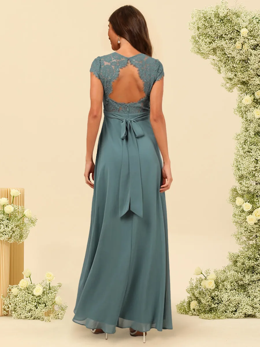 A-Line/Princess V-Neck Floor-Length Bridesmaid Dresses With Split Side sold by Lavetir product image thumbnail 2