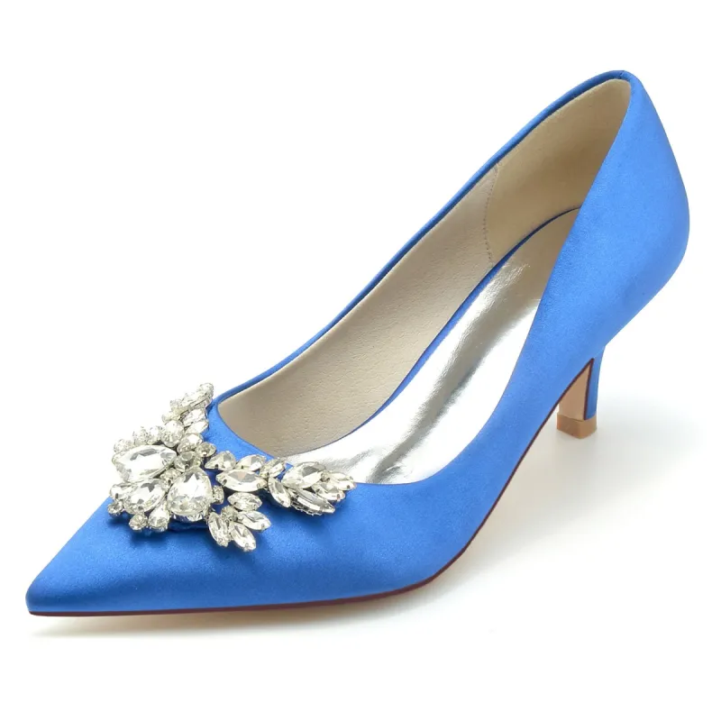 Women's Silk Satin With Rhinestone Closed Toe Stiletto Heel Evening Shoes sold by Lavetir