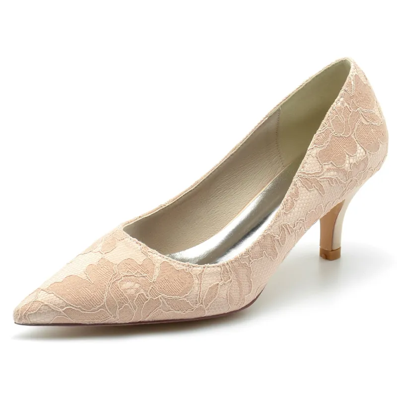 Women's Lace With Lace Closed Toe Stiletto Heel Evening Shoes sold by Lavetir