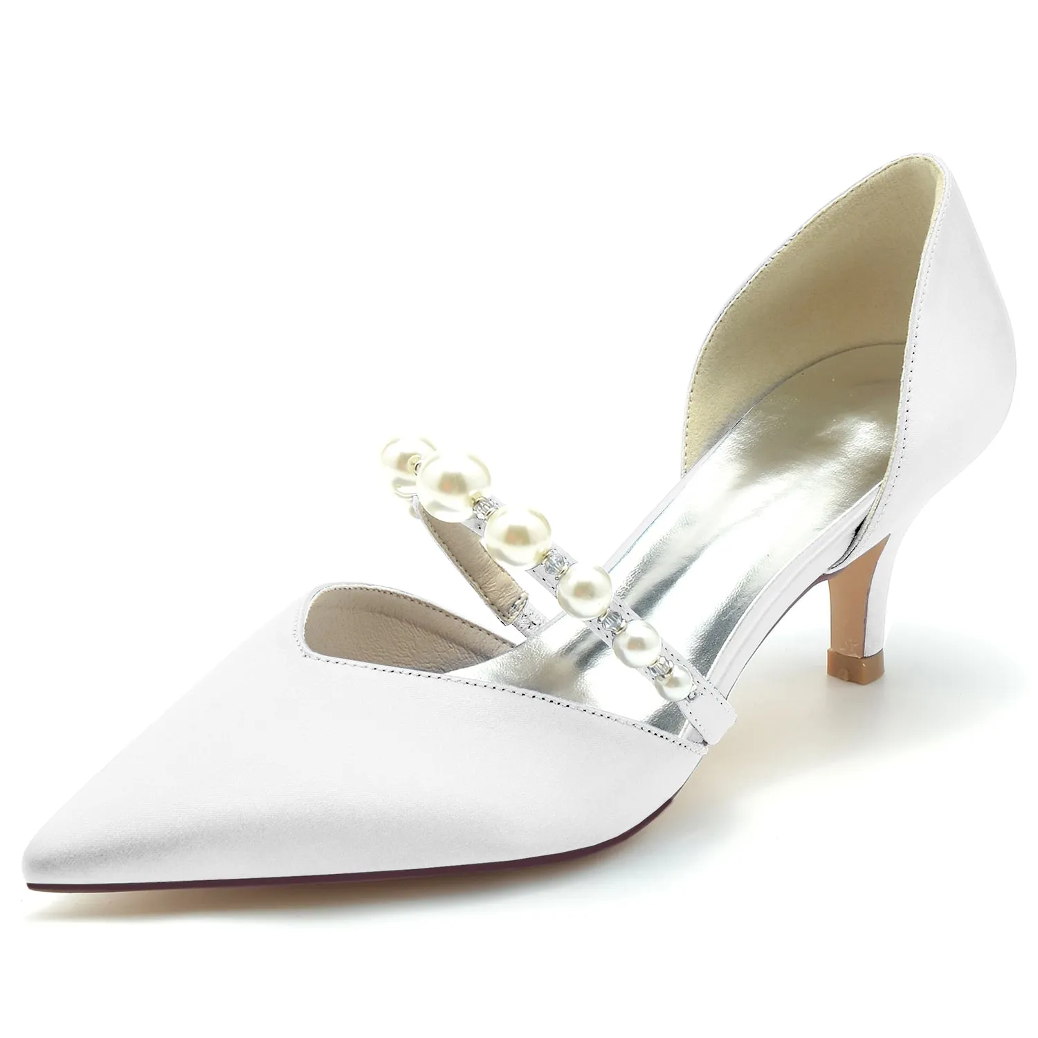 Women's Silk Satin With Pearl Closed Toe Stiletto Heel Party Shoes sold by Lavetir product image thumbnail 5