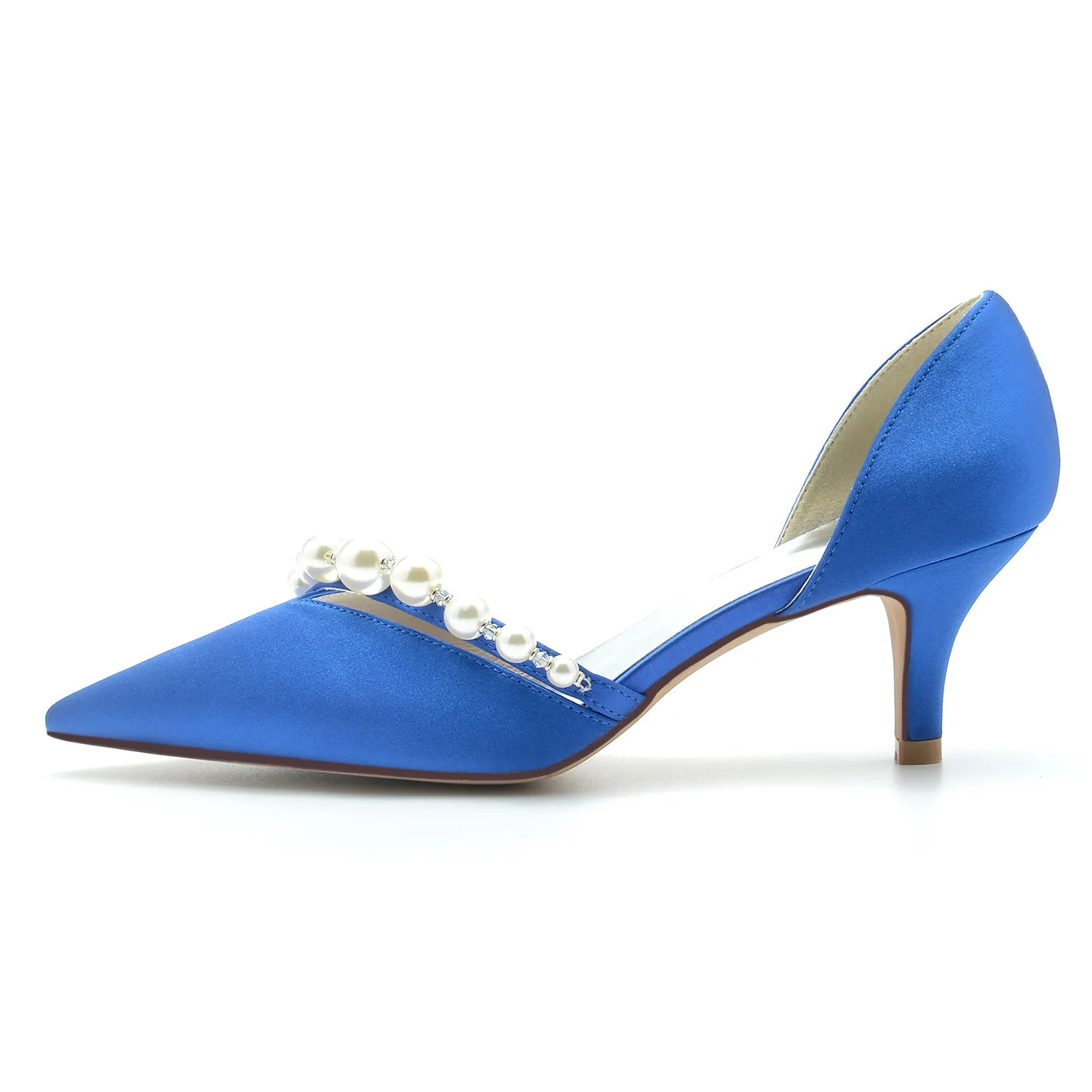 Women's Silk Satin With Pearl Closed Toe Stiletto Heel Wedding Shoes sold by Lavetir product image thumbnail 2