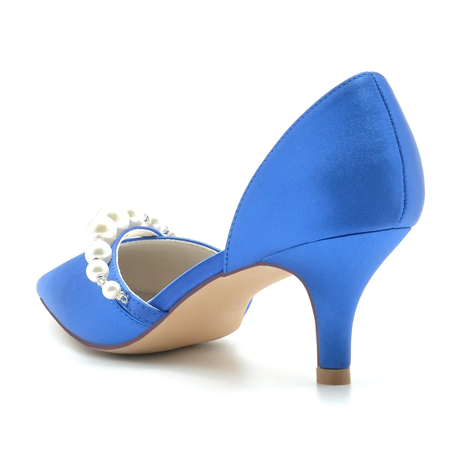 Women's Silk Satin With Pearl Closed Toe Stiletto Heel Wedding Shoes sold by Lavetir product image thumbnail 3