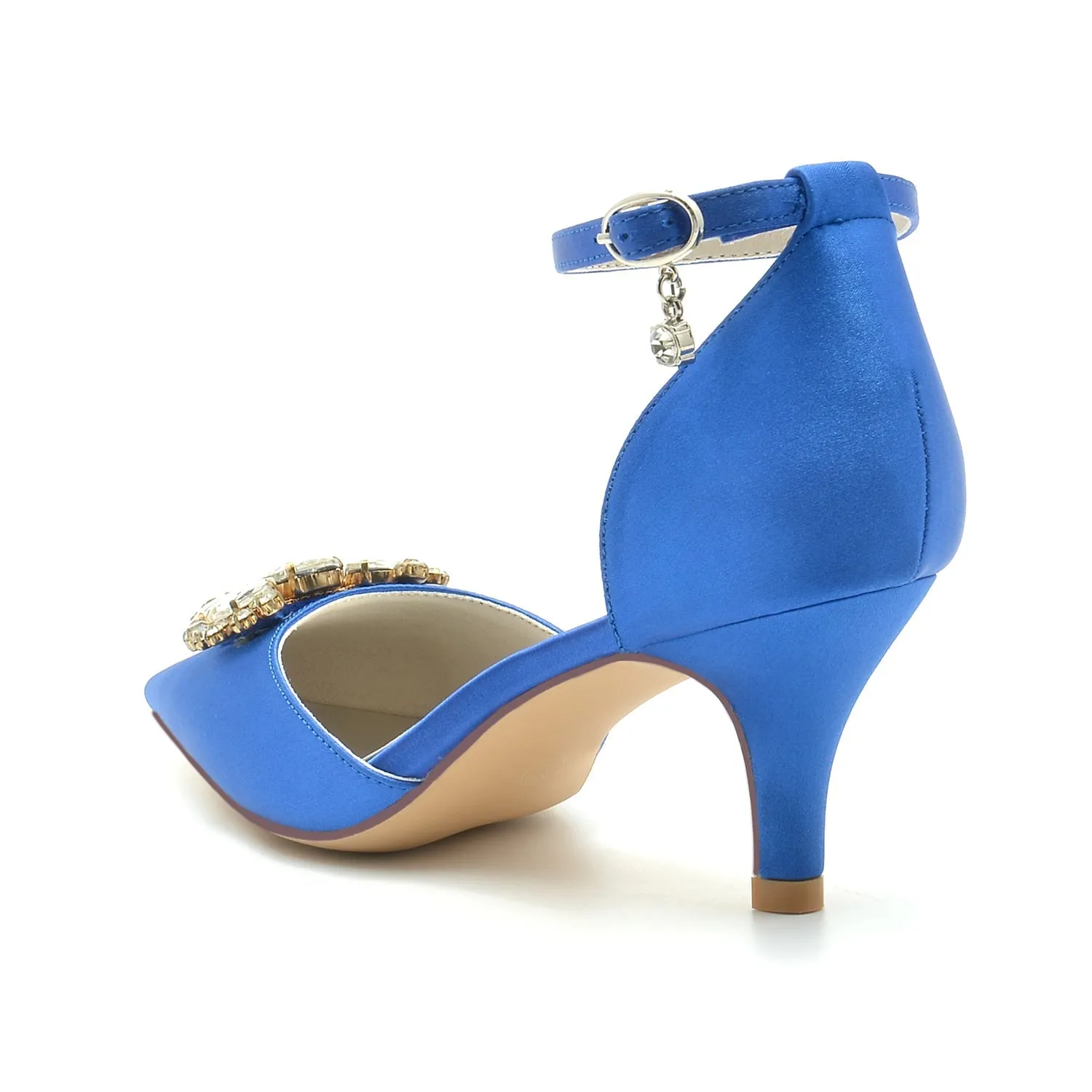 Women's Silk Satin With Rhinestone Closed Toe Ankle Strap Stiletto Heel Wedding Shoes sold by Lavetir product image thumbnail 3
