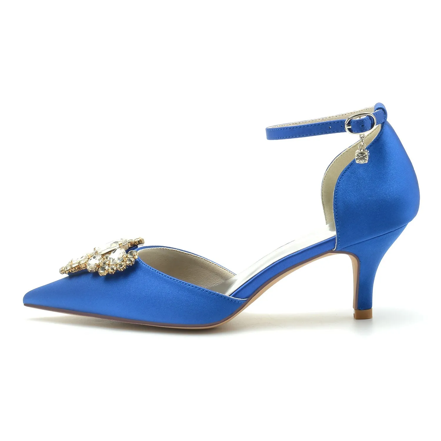 Women's Silk Satin With Rhinestone Closed Toe Ankle Strap Stiletto Heel Wedding Shoes sold by Lavetir product image thumbnail 2