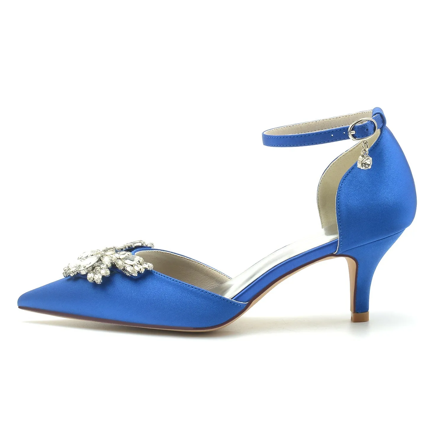 Women's Silk Satin With Rhinestone Ankle Strap Closed Toe Stiletto Heel Wedding Shoes sold by Lavetir product image thumbnail 2