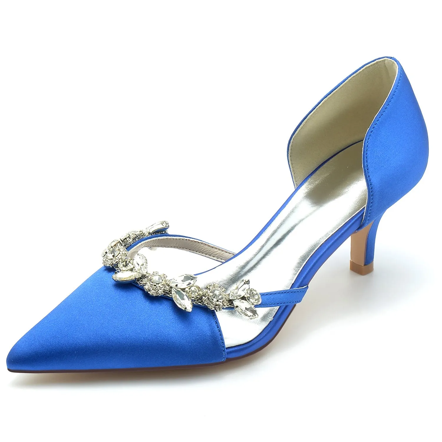 Women's Silk Satin Closed Toe Stiletto Heel With Rhinestone Party Shoes sold by Lavetir