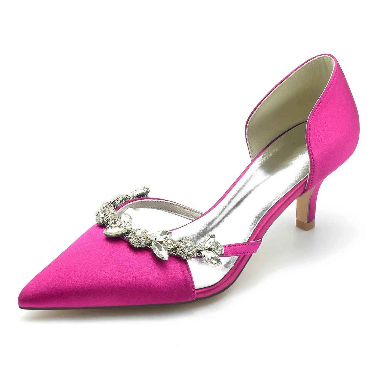 Women's Silk Satin Closed Toe Stiletto Heel With Rhinestone Party Shoes sold by Lavetir product image thumbnail 5