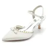 Women's Silk Satin With Ankle Strap Pearl Closed Toe Stiletto Heel Evening Shoes sold by Lavetir