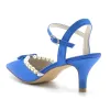 Women's Silk Satin With Ankle Strap Pearl Closed Toe Stiletto Heel Evening Shoes sold by Lavetir