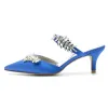 Women's Silk Satin Closed Toe Rhinestone Stiletto Heel Evening Shoes sold by Lavetir