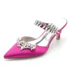 Women's Silk Satin Closed Toe Rhinestone Stiletto Heel Evening Shoes sold by Lavetir