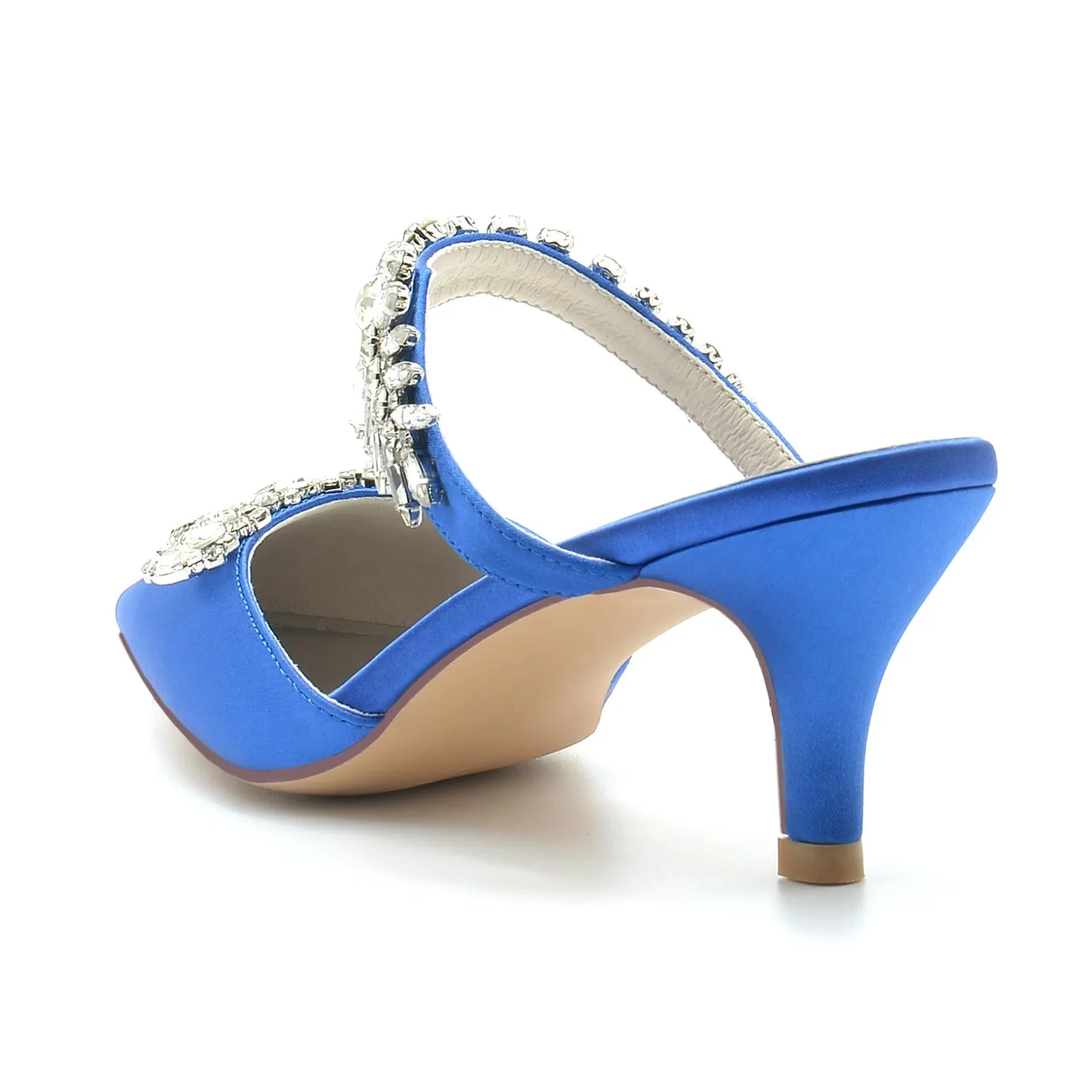 Women's Silk Satin Closed Toe Rhinestone Stiletto Heel Evening Shoes sold by Lavetir product image thumbnail 3