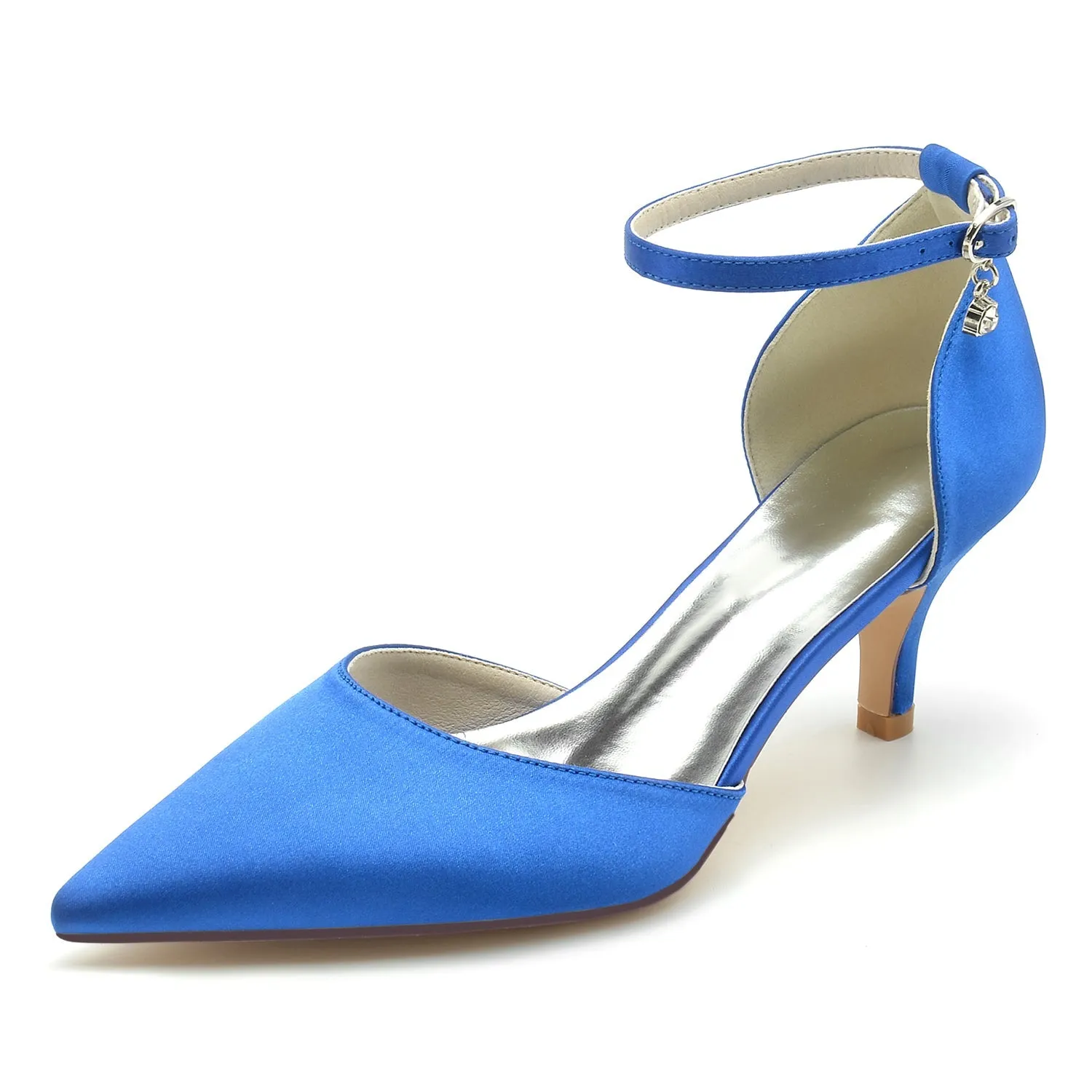 Women's Silk Satin With Ankle Strap Closed Toe Stiletto Heel Wedding Shoes sold by Lavetir