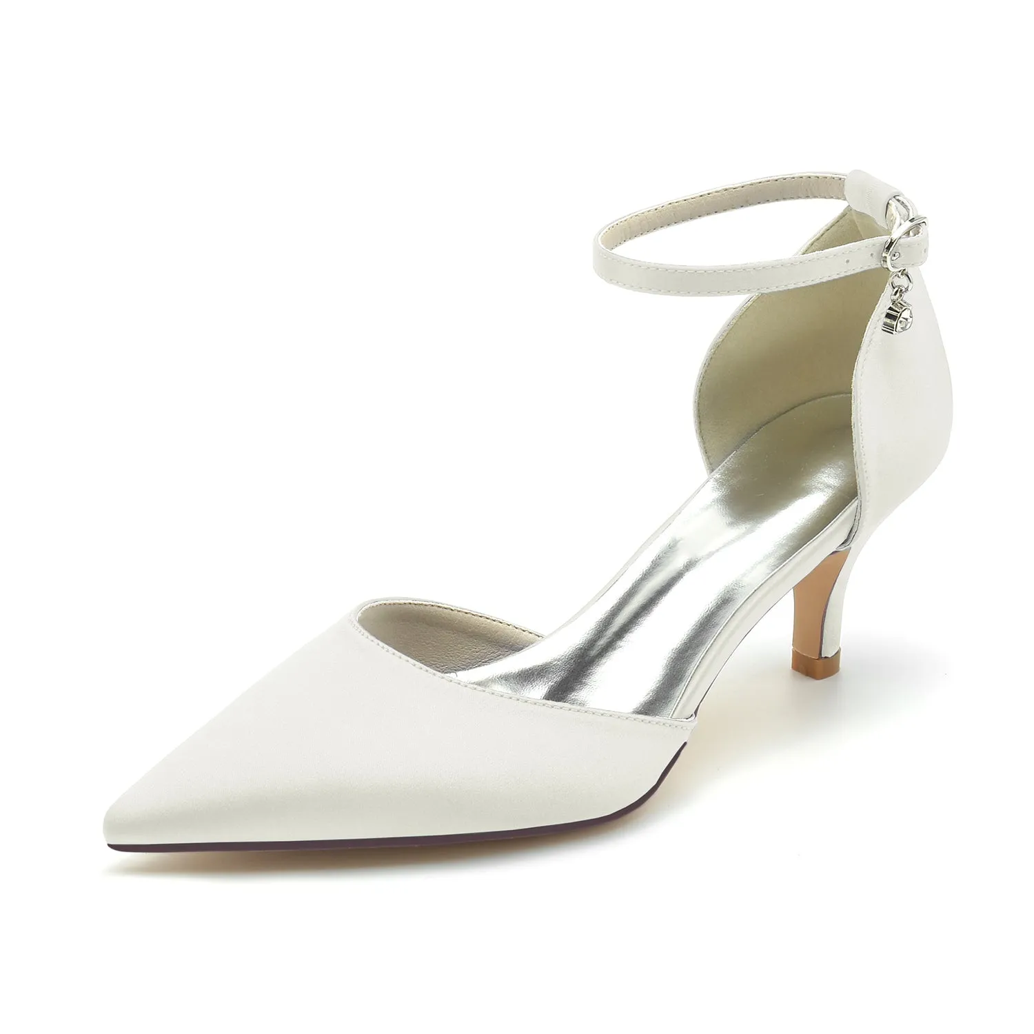 Women's Silk Satin With Ankle Strap Closed Toe Stiletto Heel Wedding Shoes sold by Lavetir product image thumbnail 5