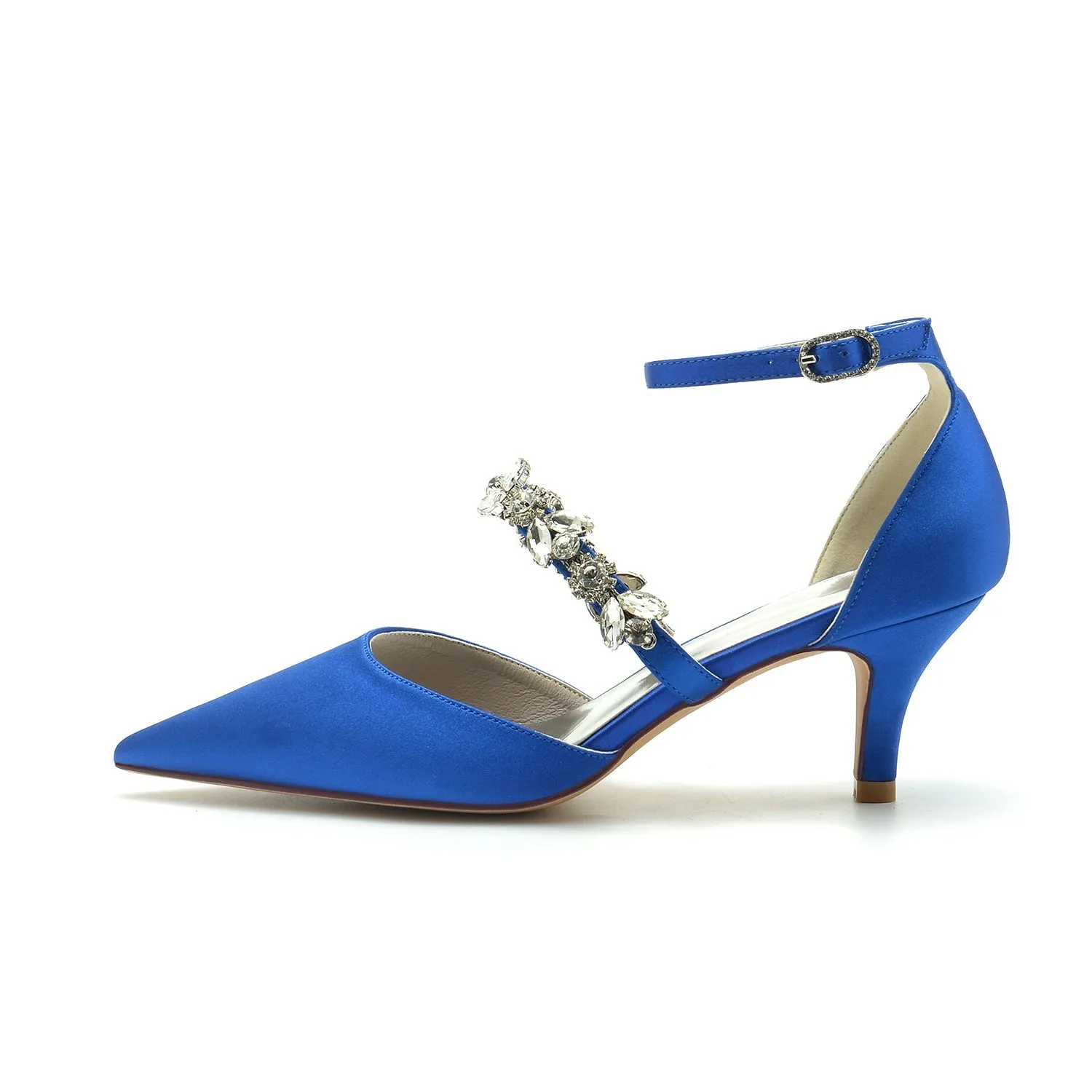 Women's Ankle Strap Rhinestone Silk Satin With Closed Toe Stiletto Heel Wedding Shoes sold by Lavetir product image thumbnail 2