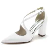 Women's Silk Satin With Ankle Strap Closed Toe Chunky Heel Party Shoes sold by Lavetir