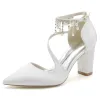 Women's Silk Satin With Ankle Strap Tassel Closed Toe Chunky Heel Wedding Shoes sold by Lavetir