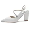 Women's Silk Satin Ankle Strap Rhinestone Closed Toe Chunky Heel Evening Shoes sold by Lavetir