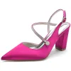 Women's Silk Satin Ankle Strap Rhinestone Closed Toe Chunky Heel Evening Shoes sold by Lavetir