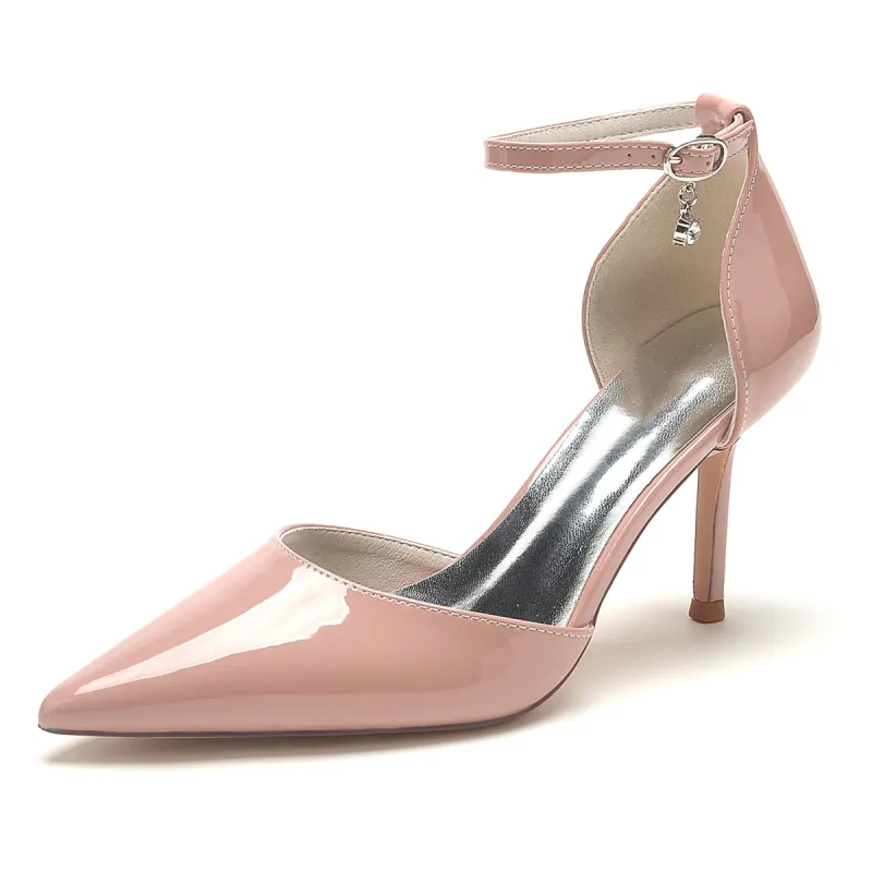 Women's Patent Leather Mirror Finish With Ankle Strap Closed Toe Stiletto Heel Evening Shoes sold by Lavetir
