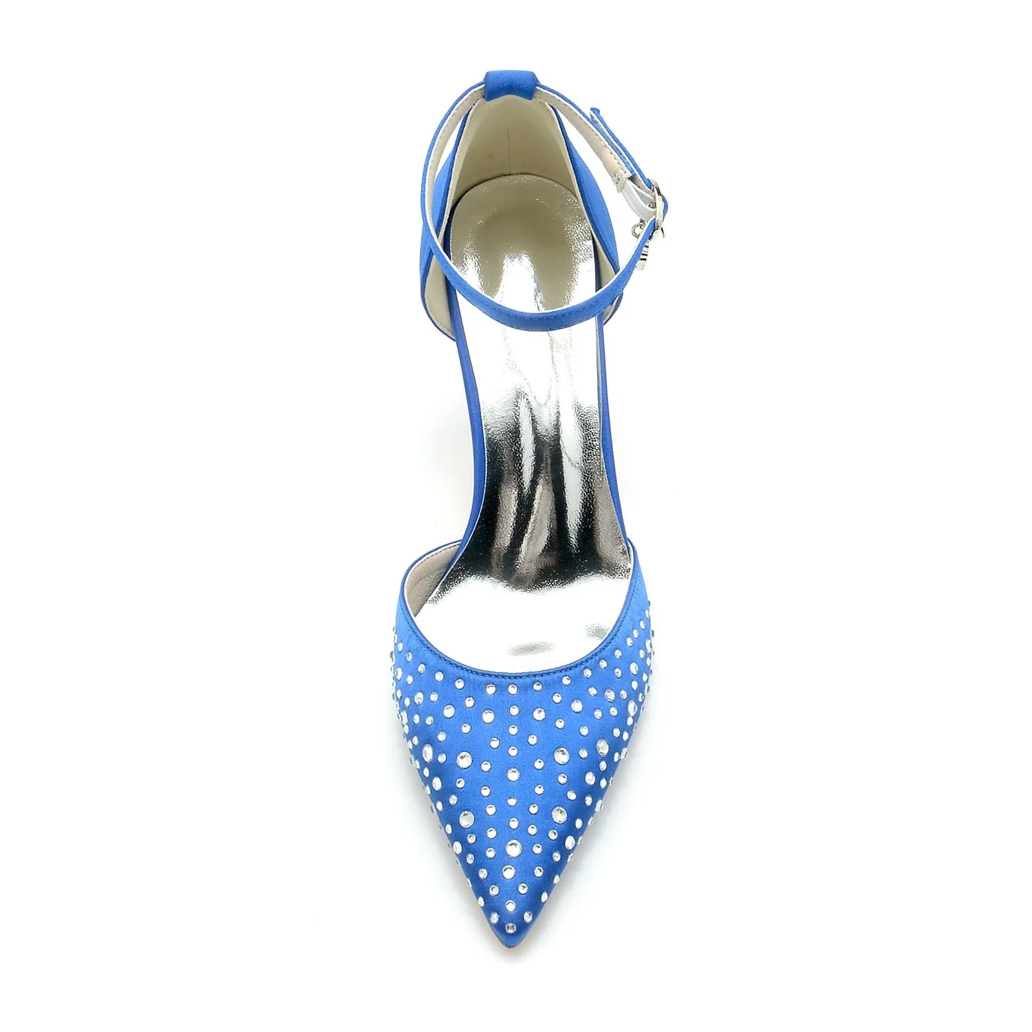 Women's Silk Satin With Rhinestone Closed Toe Stiletto Heel Ankle Strap Wedding Shoes sold by Lavetir product image thumbnail 4