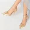 Women's Silk Satin Ankle Strap Bowknot Closed Toe Stiletto Heel Wedding Shoes sold by Lavetir