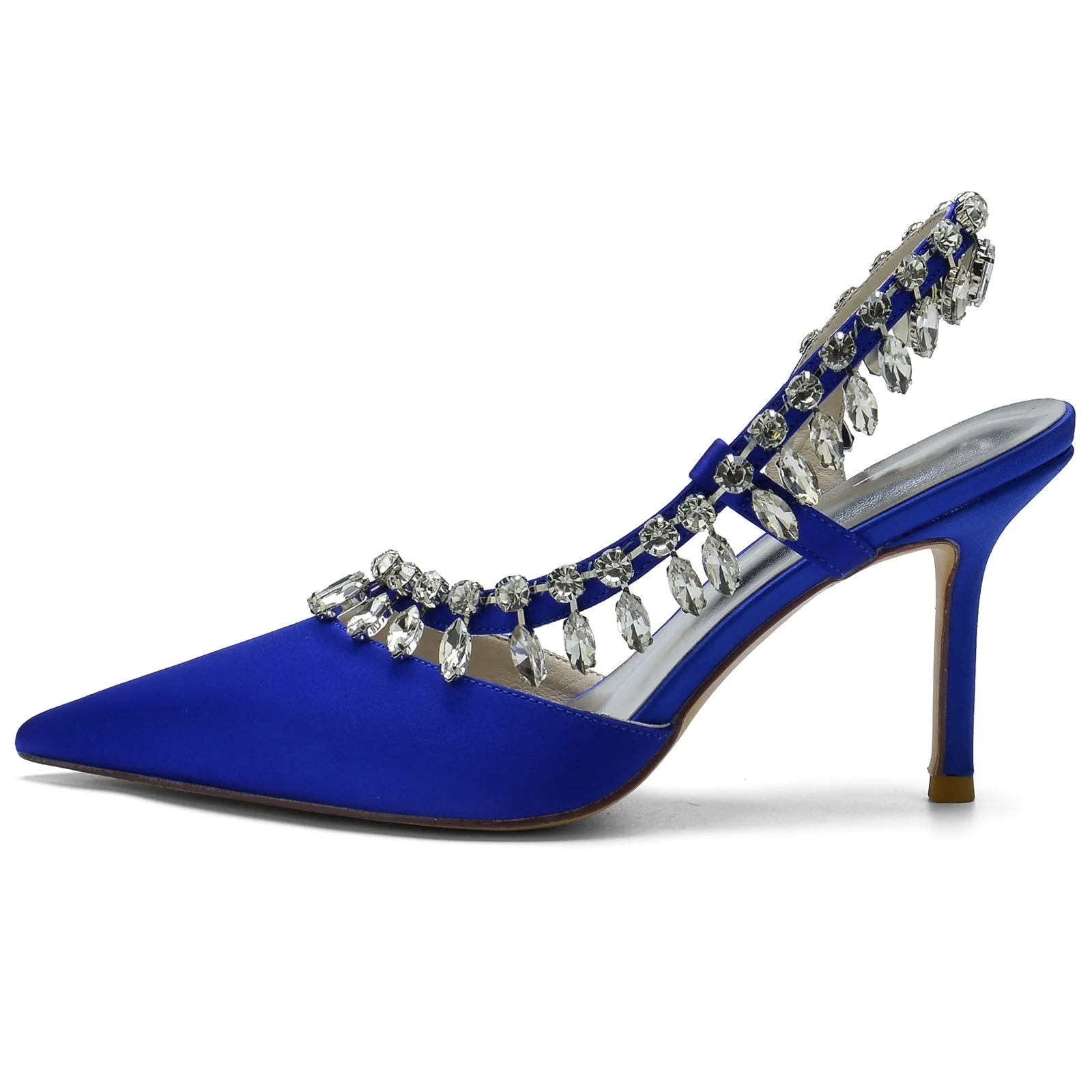 Women's Silk Satin With Rhinestone Tassel Closed Toe Stiletto Heel Party Shoes sold by Lavetir product image thumbnail 2