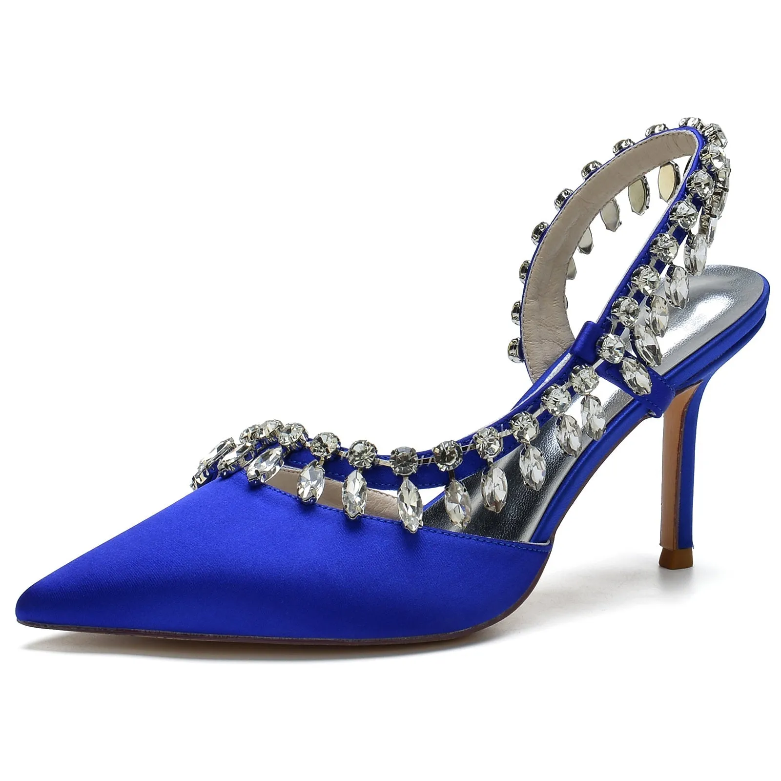 Women's Silk Satin With Rhinestone Tassel Closed Toe Stiletto Heel Party Shoes sold by Lavetir