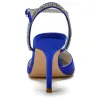Women's Silk Satin With Rhinestone Ankle Strap Closed Toe Stiletto Heel Party Shoes sold by Lavetir