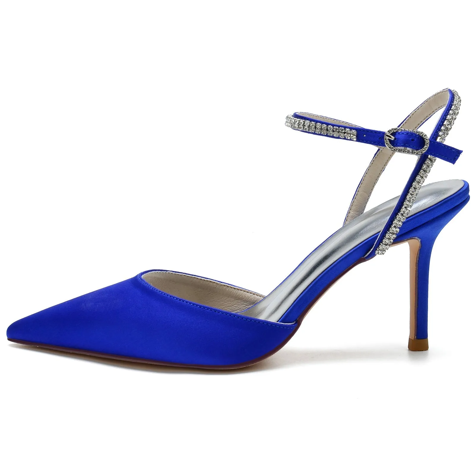 Women's Silk Satin With Rhinestone Ankle Strap Closed Toe Stiletto Heel Party Shoes sold by Lavetir product image thumbnail 2