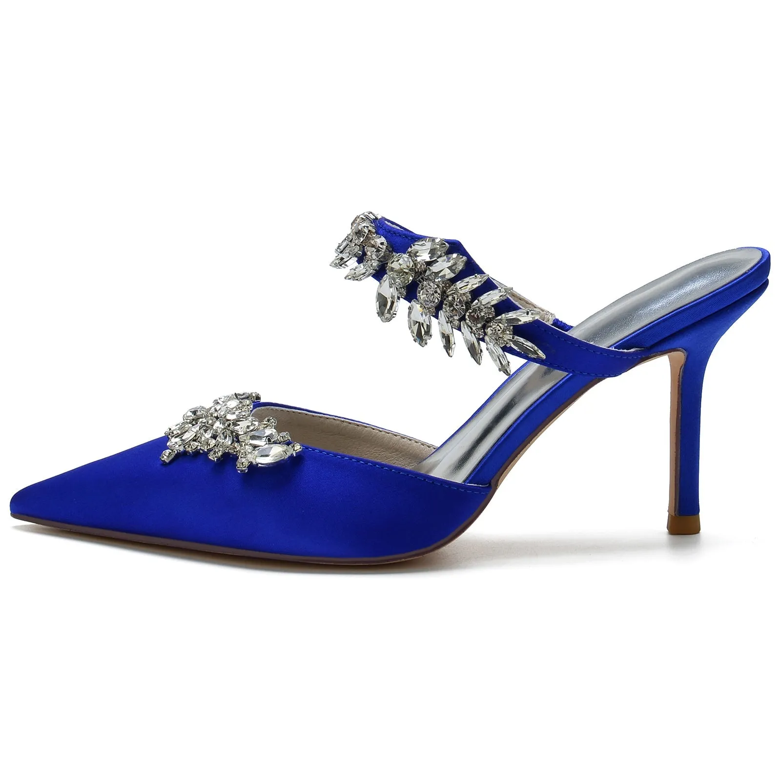 Women's Silk Satin With Ankle Strap Rhinestone Tassel Closed Toe Stiletto Heel Wedding Shoes sold by Lavetir product image thumbnail 2