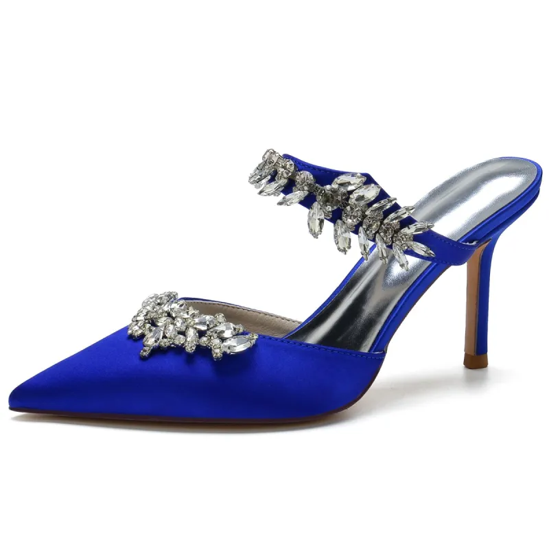 Women's Silk Satin With Ankle Strap Rhinestone Tassel Closed Toe Stiletto Heel Wedding Shoes sold by Lavetir