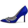 Women's Silk Satin With Rhinestone Closed Toe Stiletto Heel Wedding Shoes sold by Lavetir
