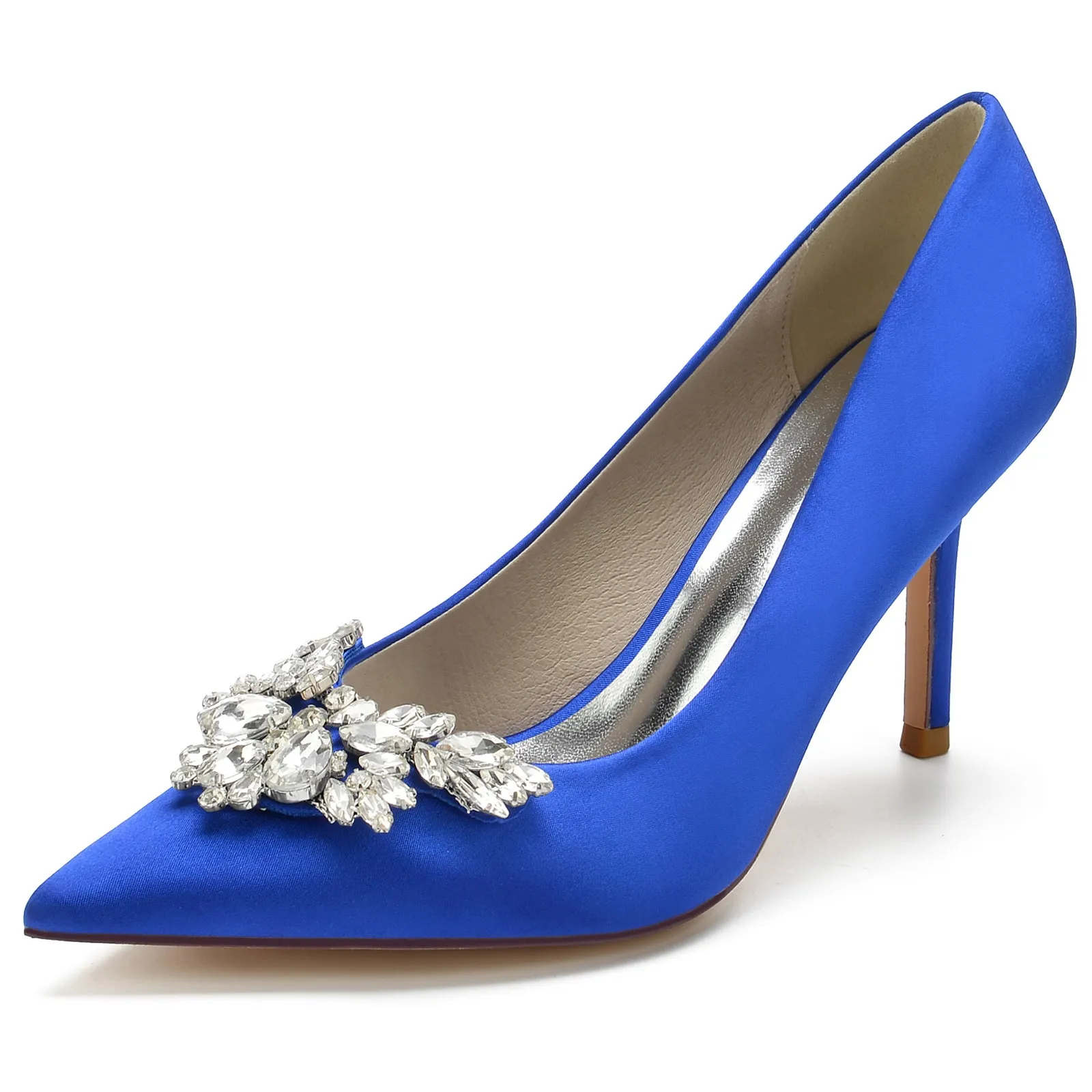 Women's With Rhinestone Silk Satin Closed Toe Stiletto Heel Evening Shoes sold by Lavetir