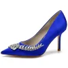 Women's Stiletto Heel Silk Satin With Rhinestone Closed Toe Evening Shoes sold by Lavetir