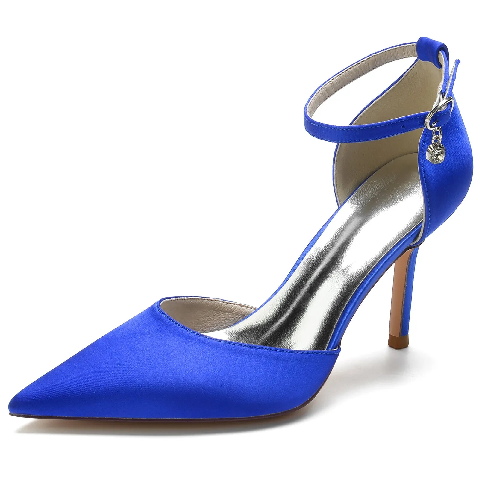 Women's Silk Satin With Ankle Strap Closed Toe Stiletto Heel Party Shoes sold by Lavetir